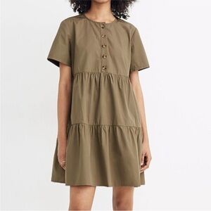Madewell Green Tiered Buttoned Sundress